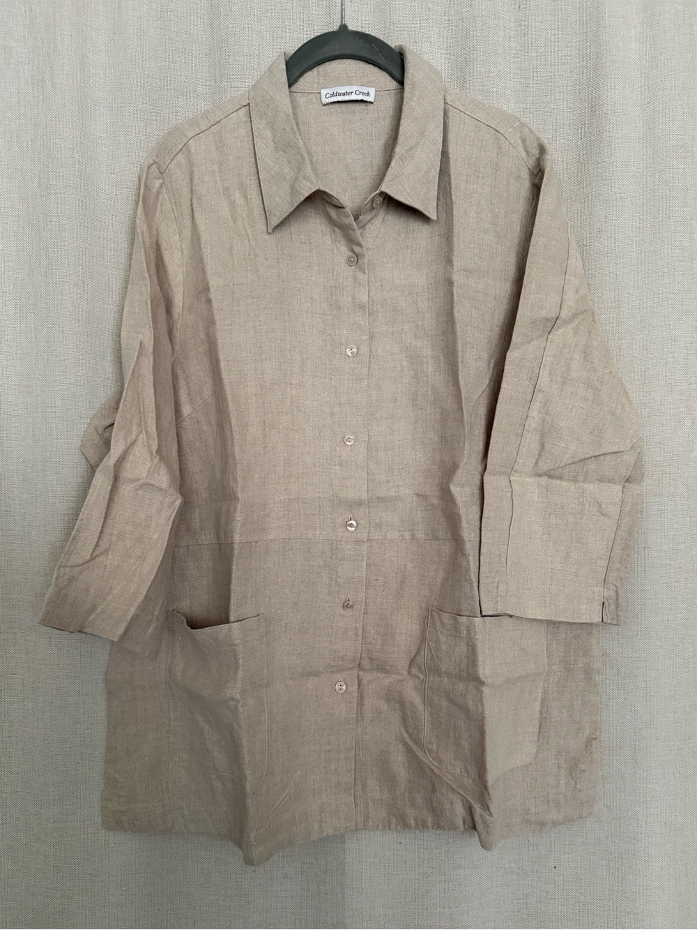 Coldwater Creek Lightweight Linen Shirt Jacket in Taupe (Flax). NWOT, XL